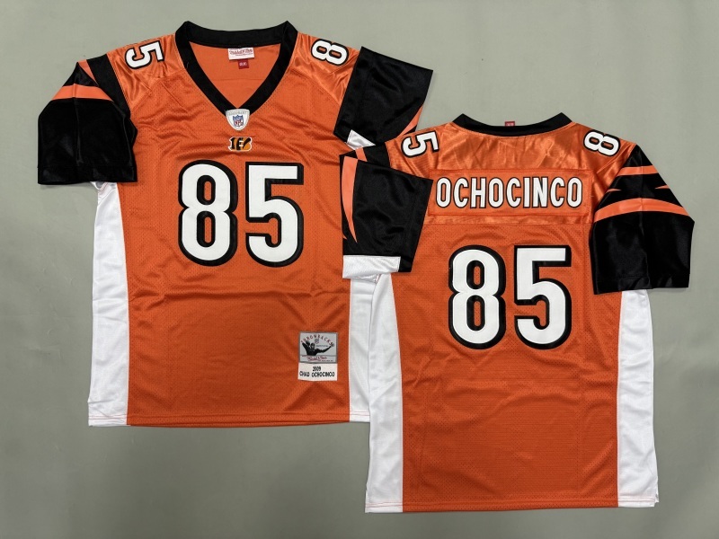Men 2025 Cincinnati Bengals #85 Ochocinco orange Throwback Limited NFL Jersey style 001